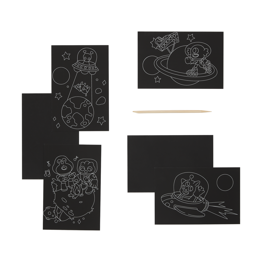OOLY Scratch &amp; Scribble Mini Scratch Art Kit – Wacky Universe
