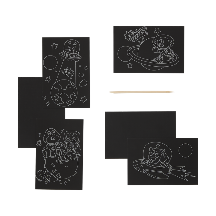 OOLY Scratch &amp; Scribble Mini Scratch Art Kit – Wacky Universe