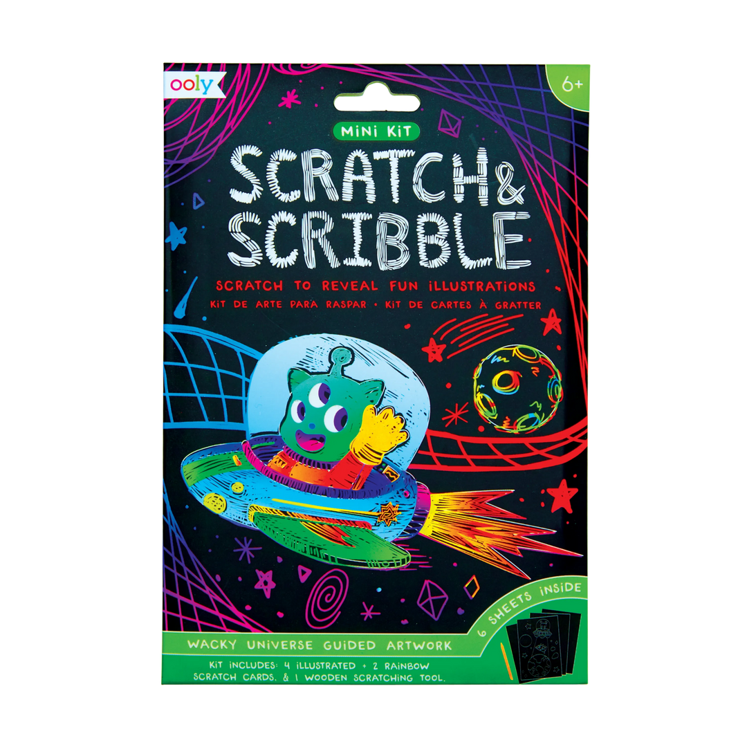 OOLY Scratch &amp; Scribble Mini Scratch Art Kit – Wacky Universe