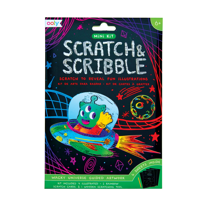 OOLY Scratch &amp; Scribble Mini Scratch Art Kit – Wacky Universe