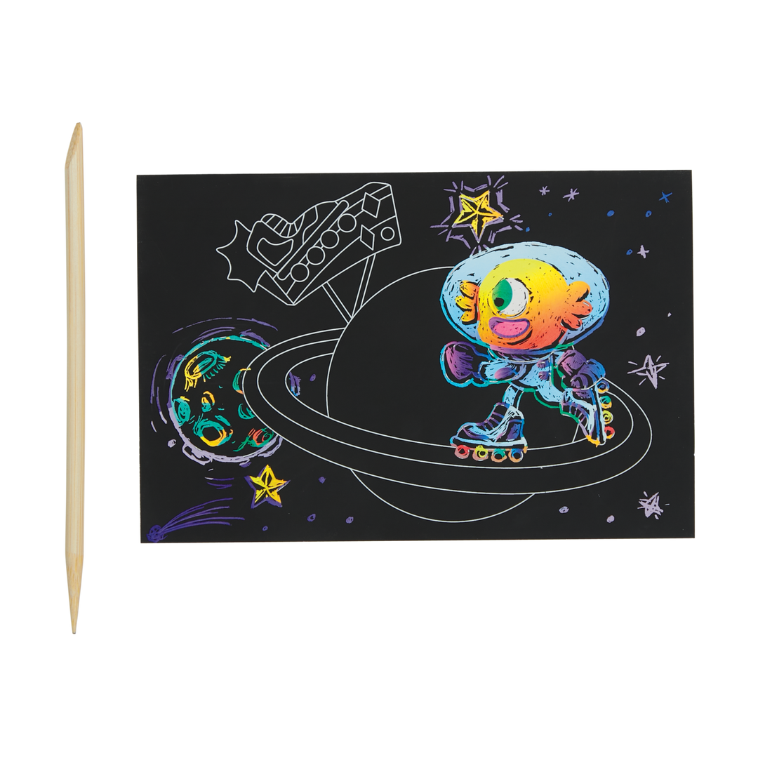 OOLY Scratch &amp; Scribble Mini Scratch Art Kit – Wacky Universe