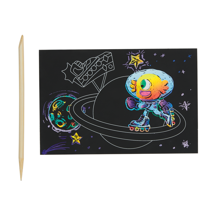 OOLY Scratch &amp; Scribble Mini Scratch Art Kit – Wacky Universe