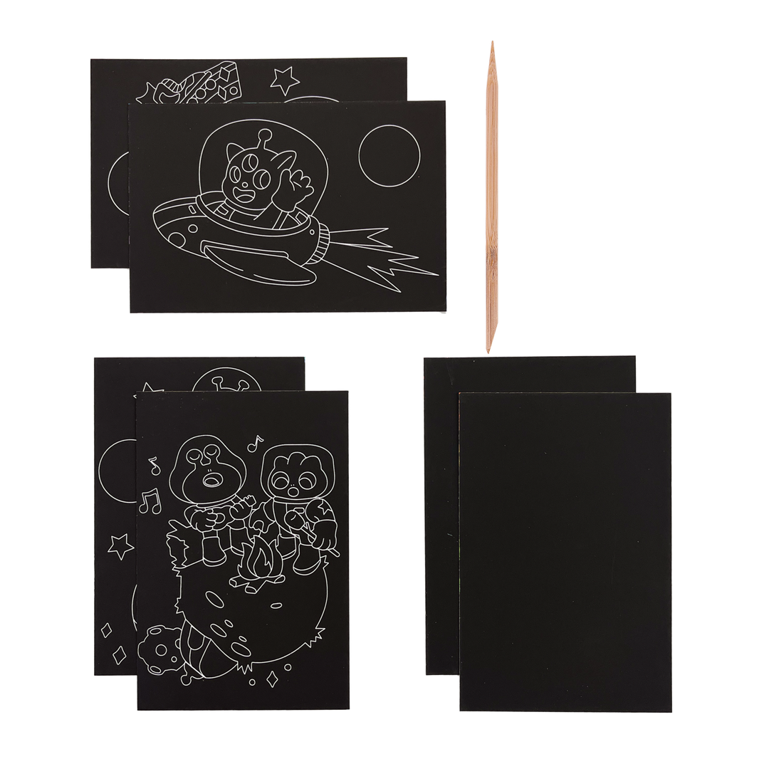 OOLY Scratch &amp; Scribble Mini Scratch Art Kit – Wacky Universe
