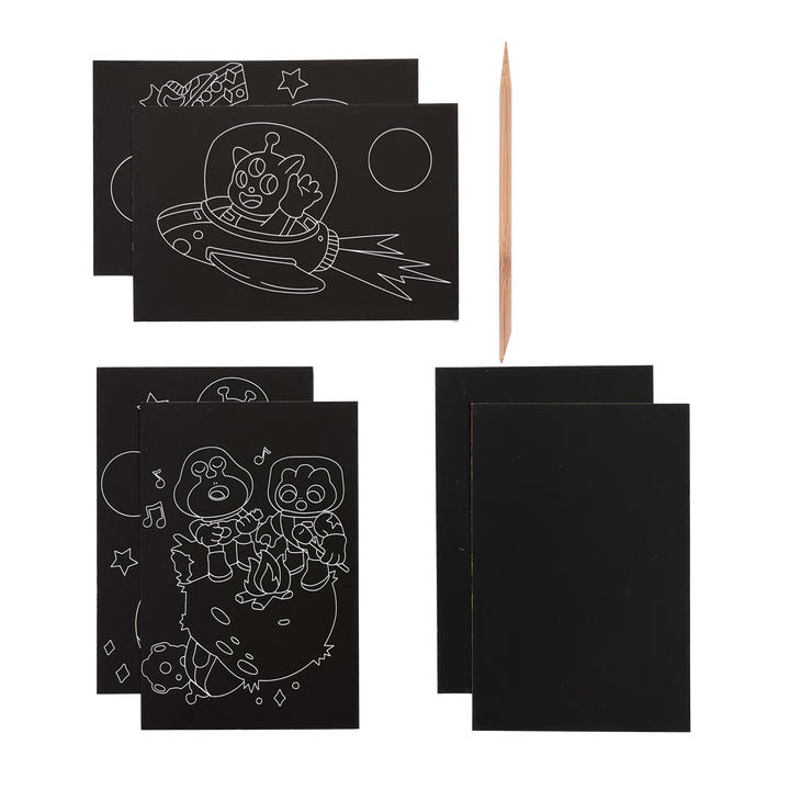 OOLY Scratch &amp; Scribble Mini Scratch Art Kit – Wacky Universe