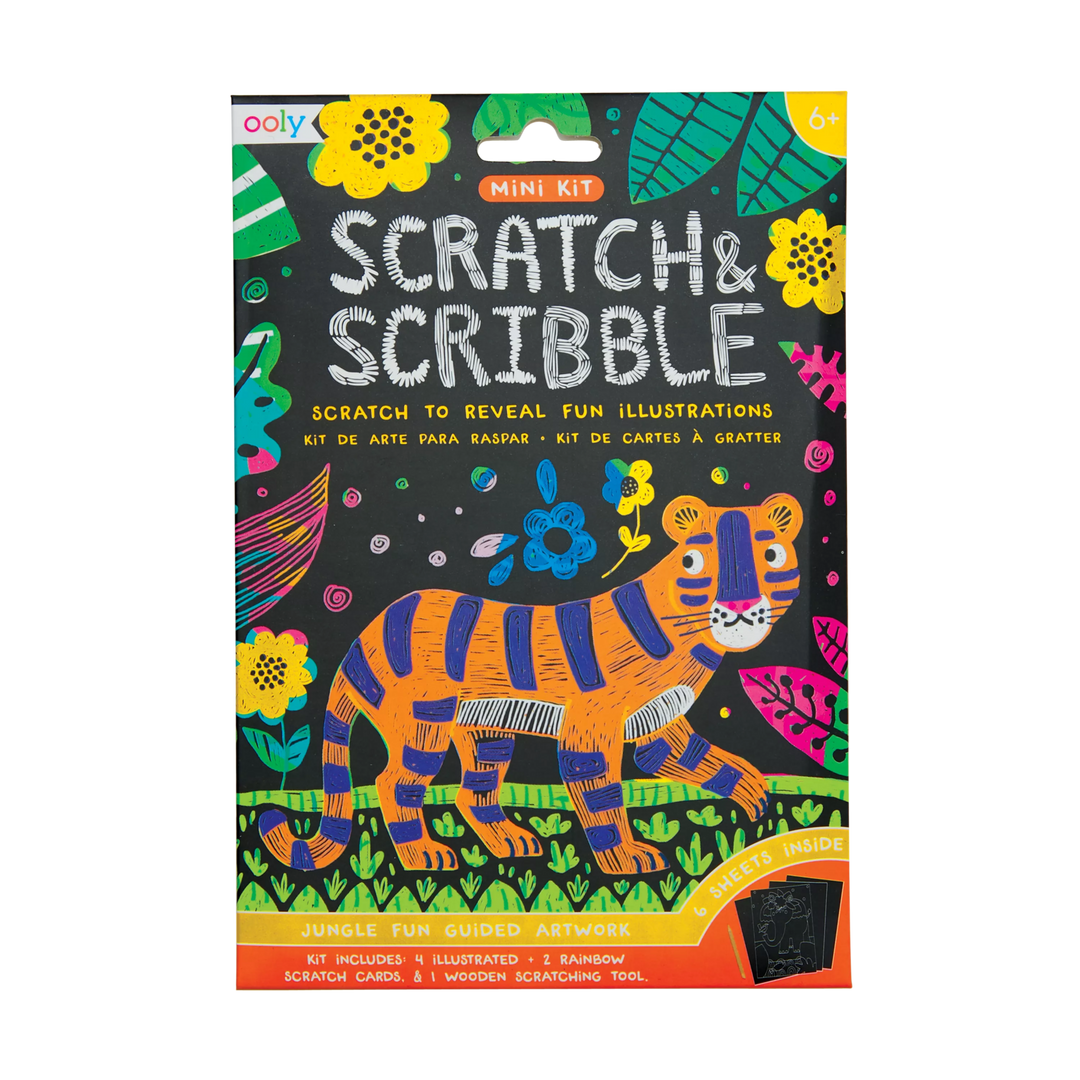 OOLY Scratch &amp; Scribble Mini Scratch Art Kit – Jungle Fun