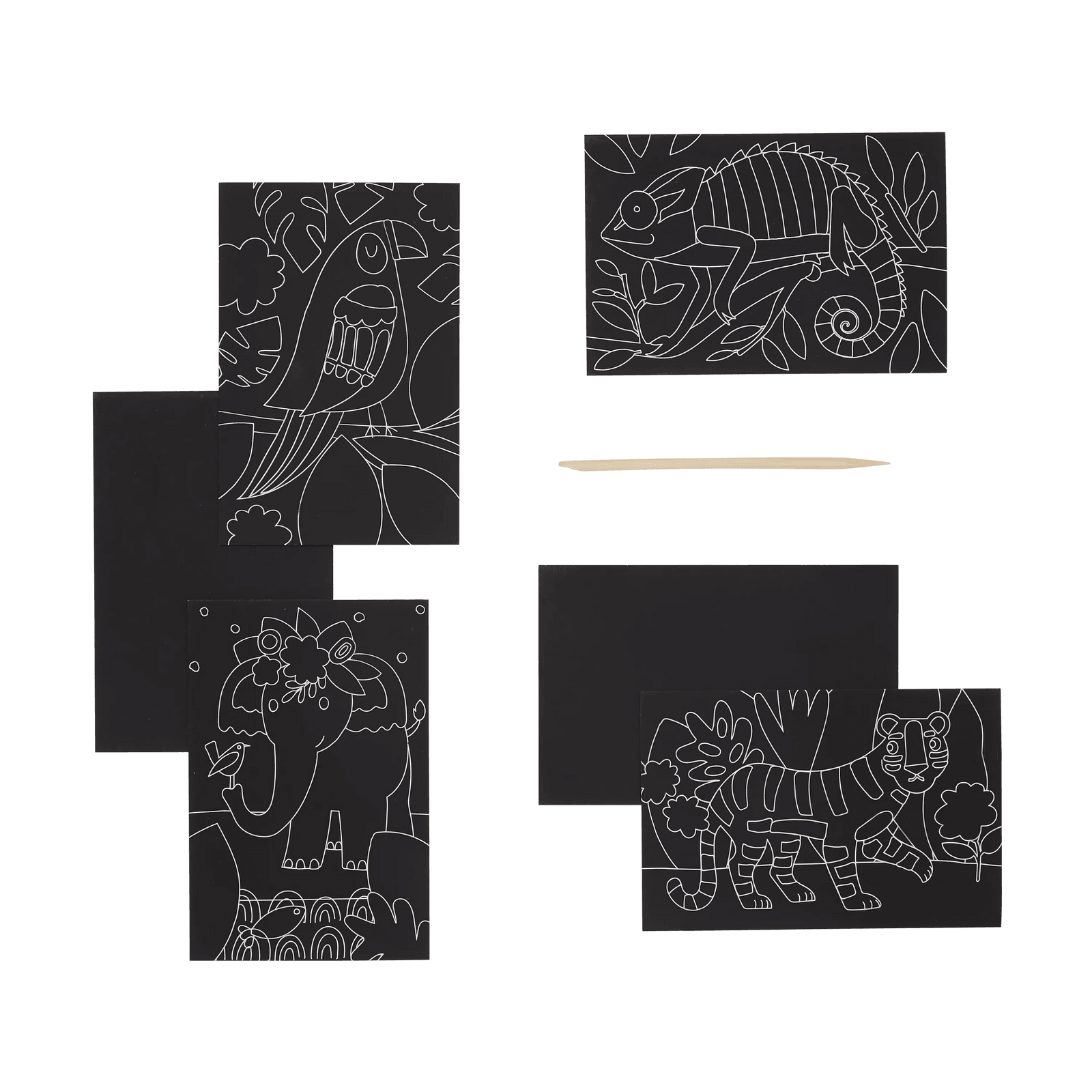 OOLY Scratch & Scribble Mini Scratch Art Kit – Jungle Fun