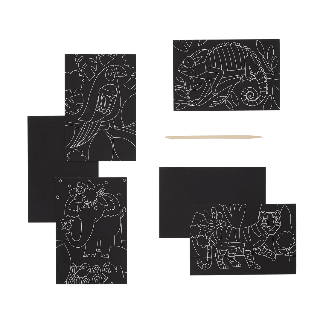 OOLY Scratch &amp; Scribble Mini Scratch Art Kit – Jungle Fun