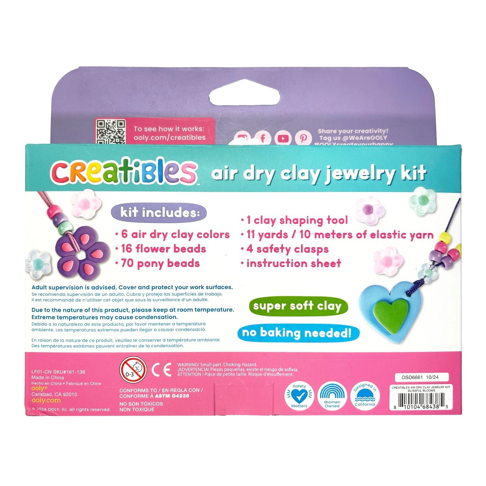 OOLY Creatibles Air Dry Clay Jewellery Kit – Blissful Blooms