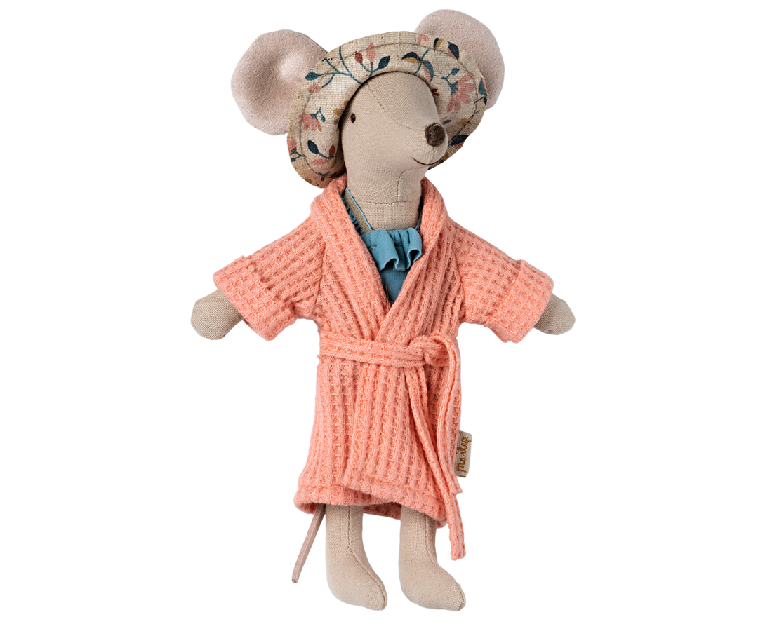 Maileg Mouse Coral Bathrobe – Mum or Dad