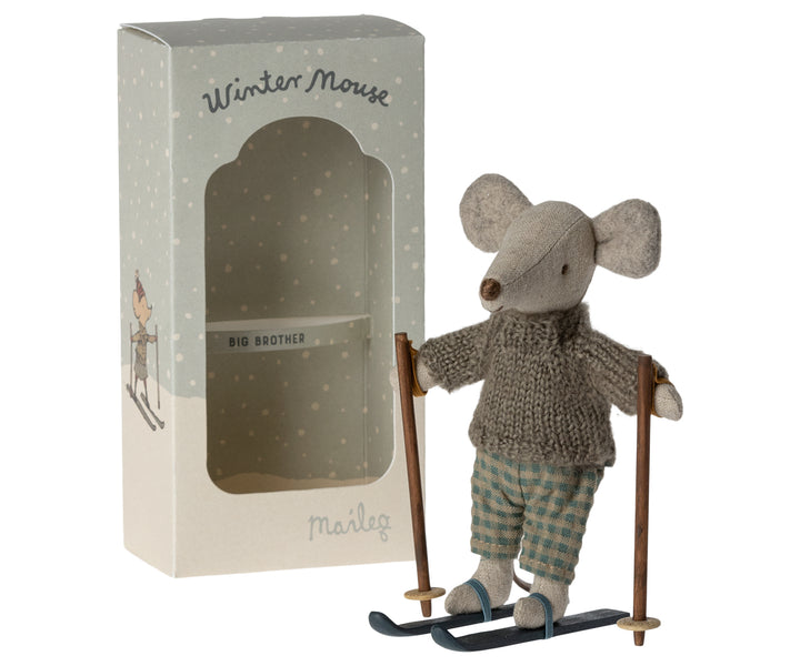 Maileg Winter Mouse with Ski Set – Big Brother