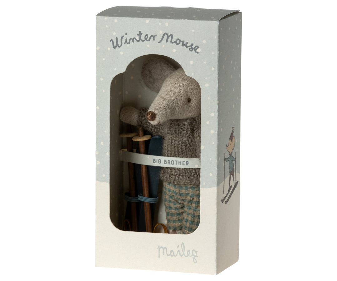 Maileg Winter Mouse with Ski Set – Big Brother