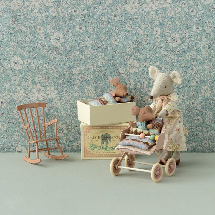Maileg Sleepy Wakey Baby Mouse in Matchbox – Rose
