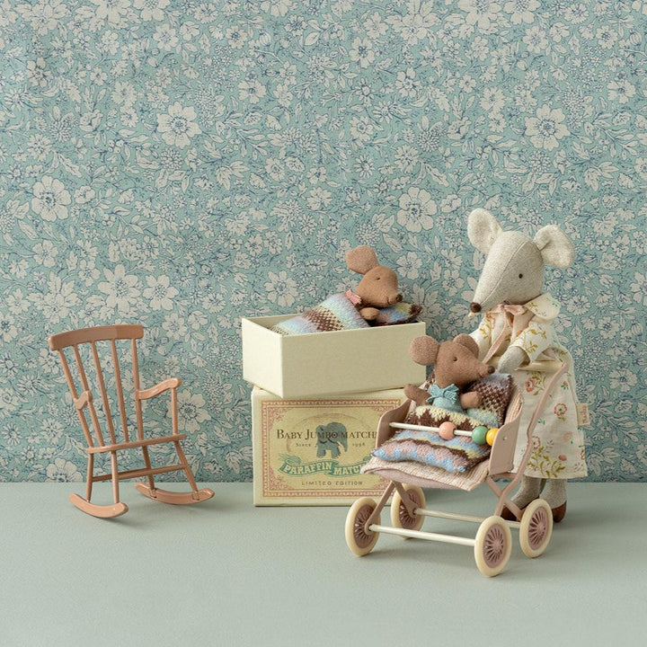 Maileg Sleepy Wakey Baby Mouse in Matchbox – Blue