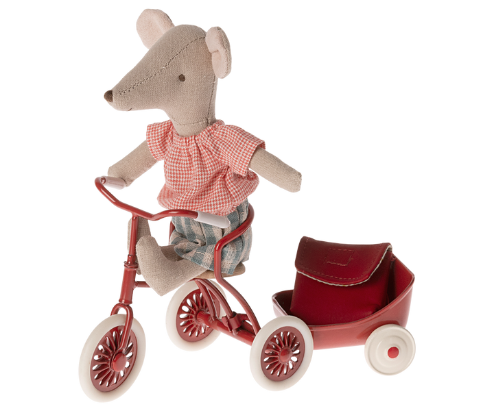 Maileg Tricycle Mouse with Bag – Big Sister (Red)
