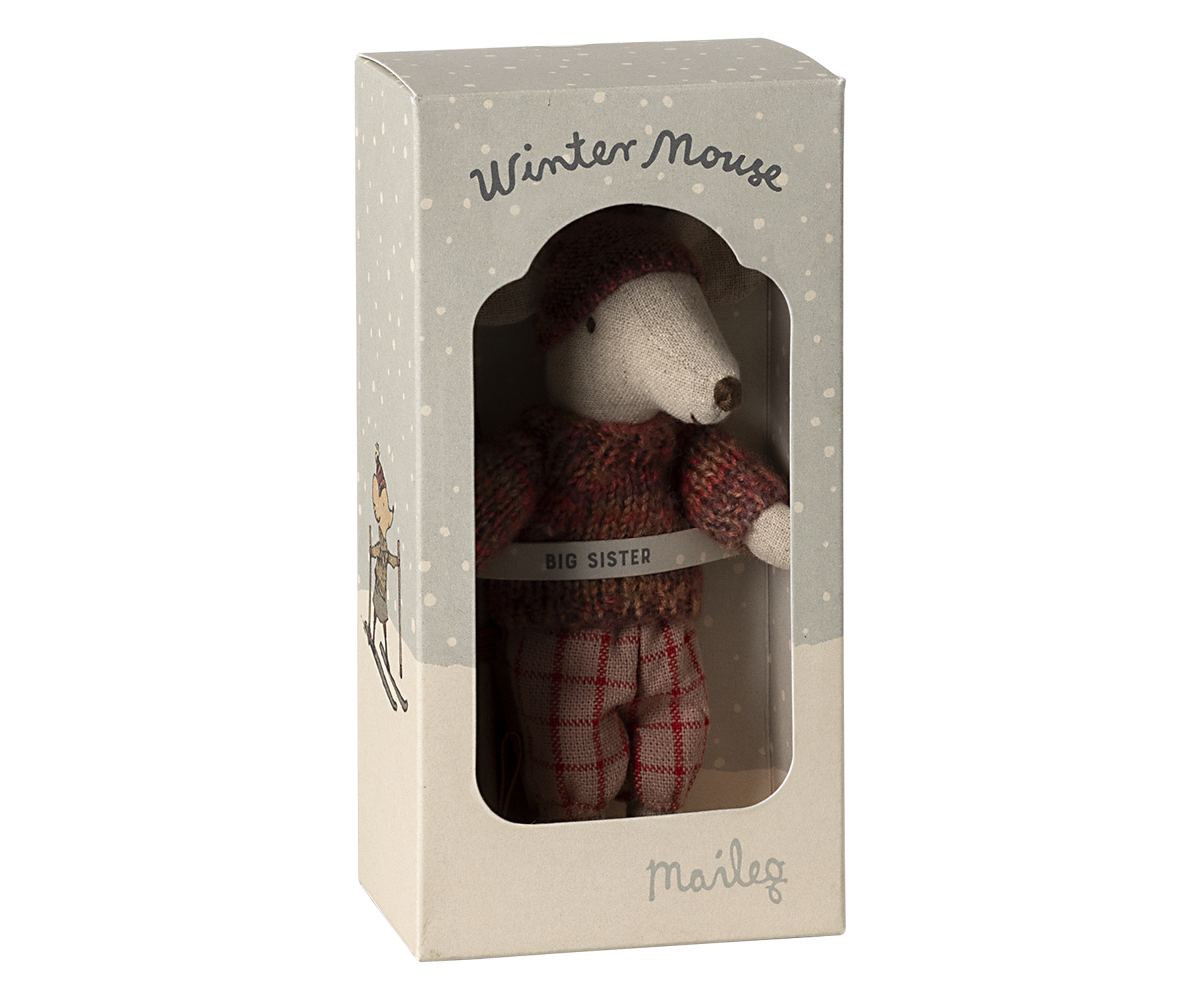 Maileg Rose Winter Mouse with Ski Set – Big Sister