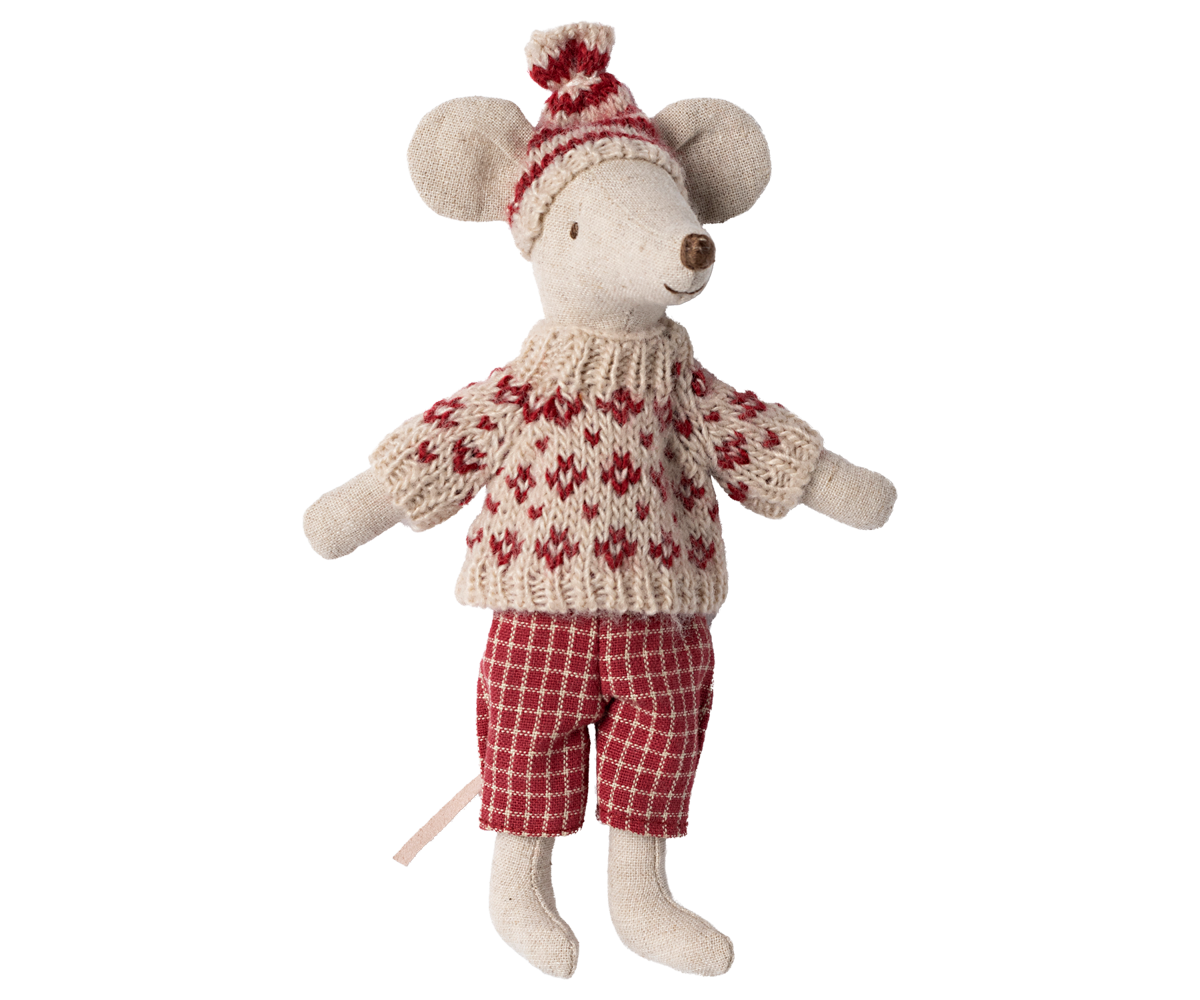 Maileg Red Winter Mouse with Ski Set – Mum