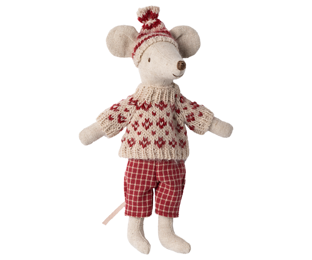 Maileg Red Winter Mouse with Ski Set – Mum