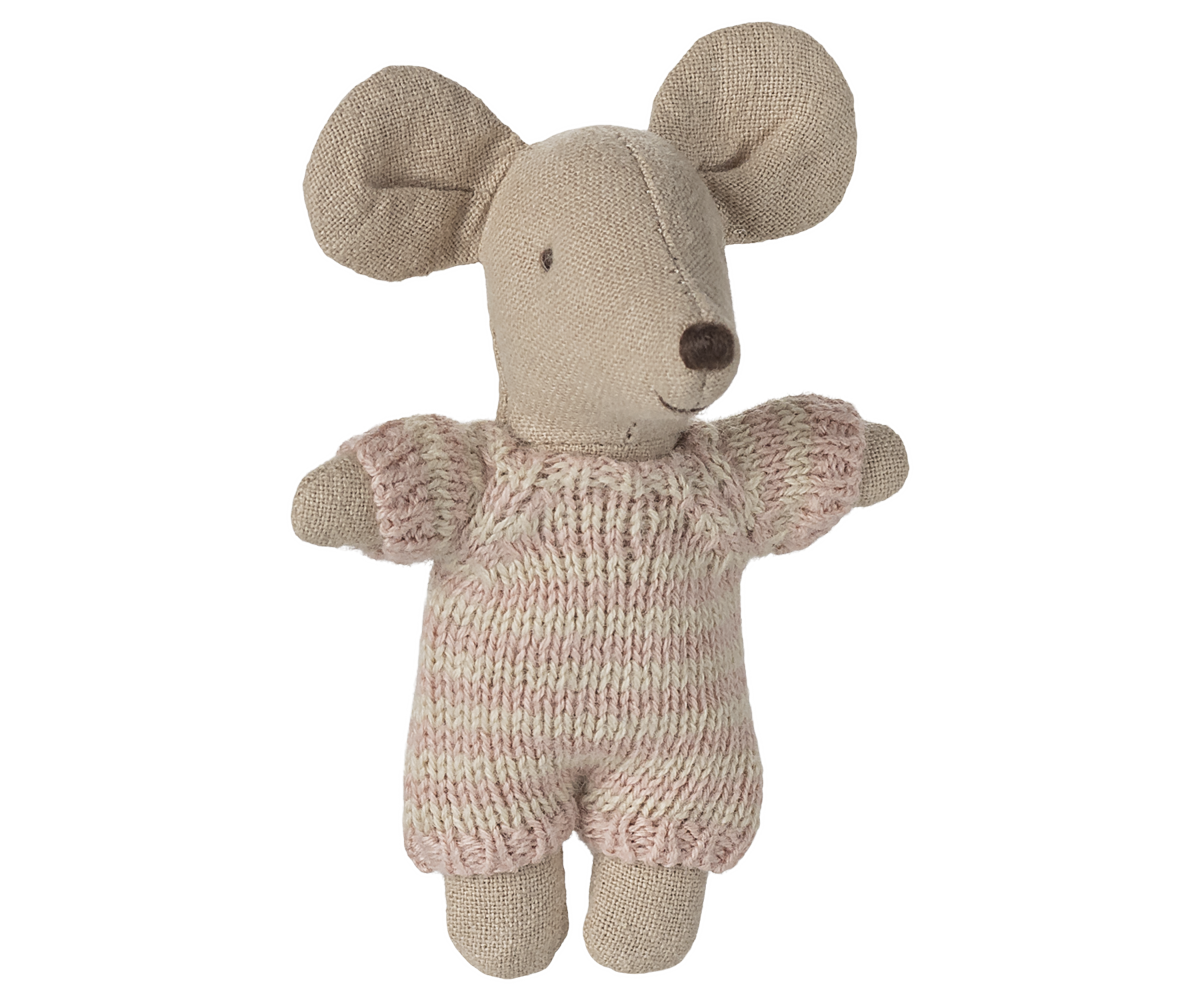 Maileg Baby Mouse in Carry Cot – Rose