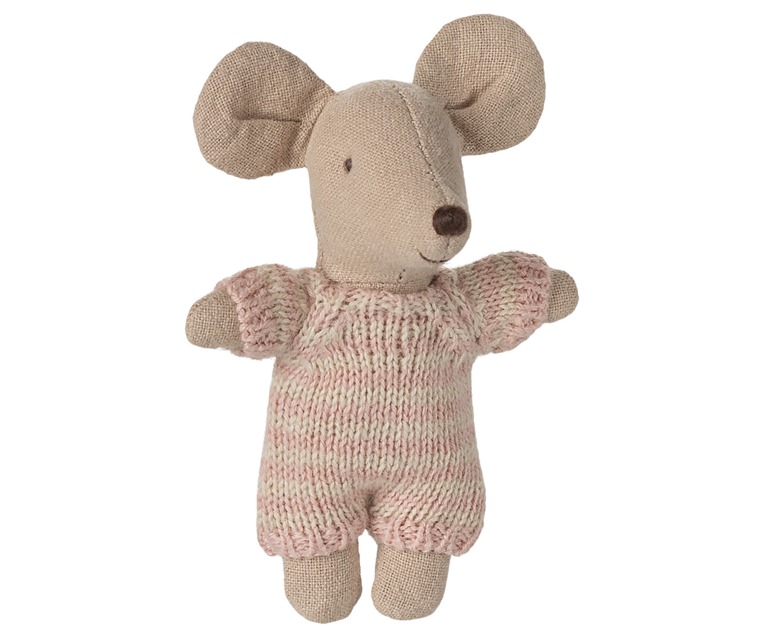 Maileg Baby Mouse in Carry Cot – Rose