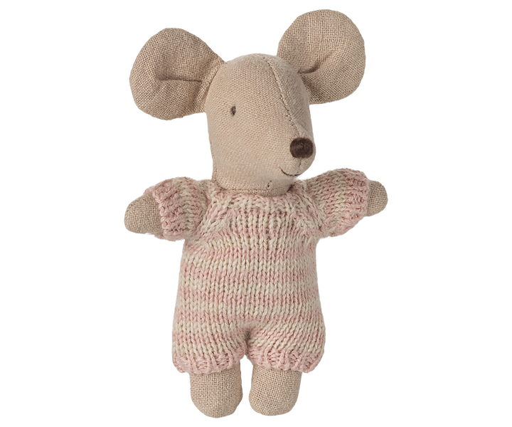 Maileg Baby Mouse in Carry Cot – Rose