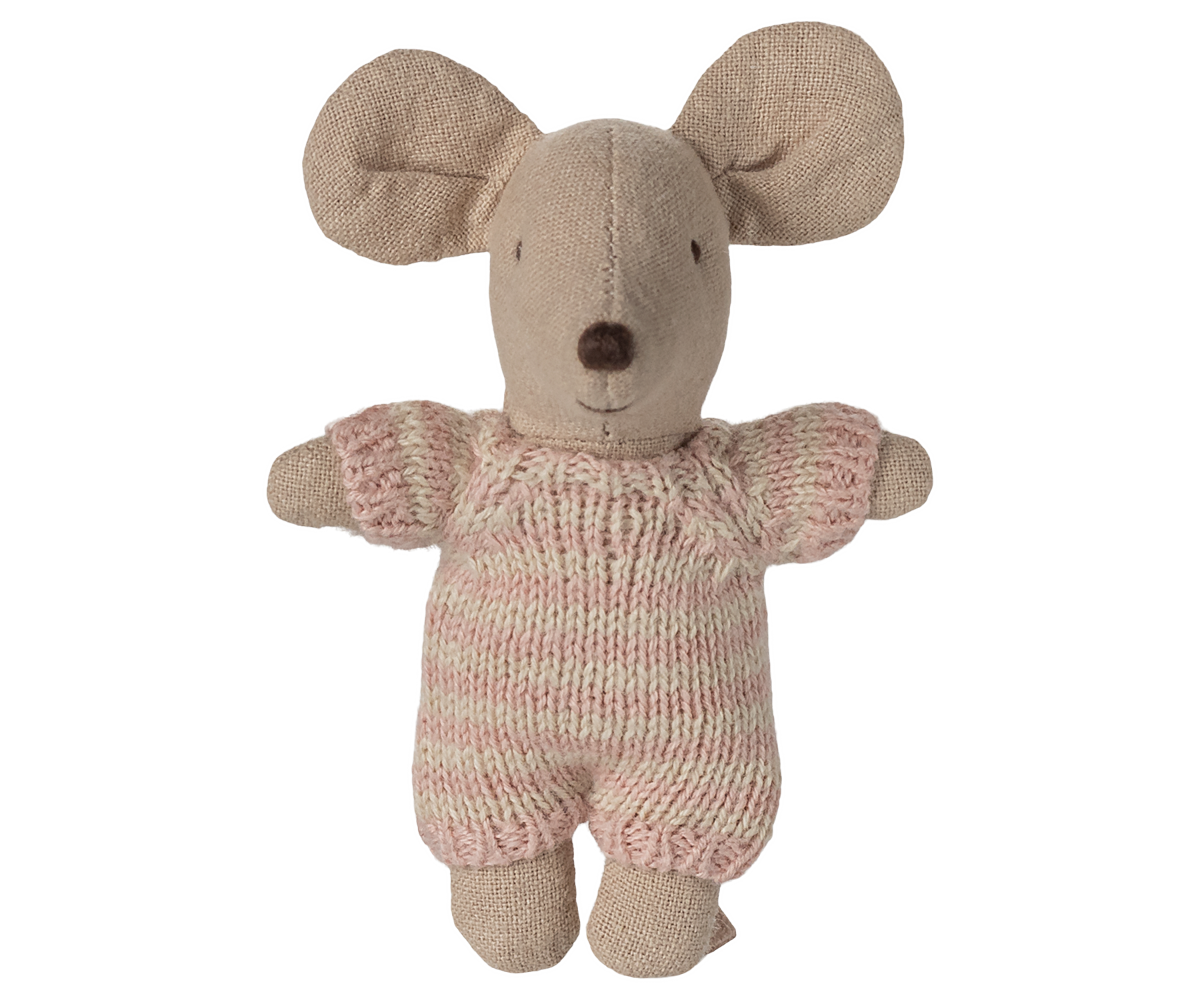 Maileg Baby Mouse in Carry Cot – Rose