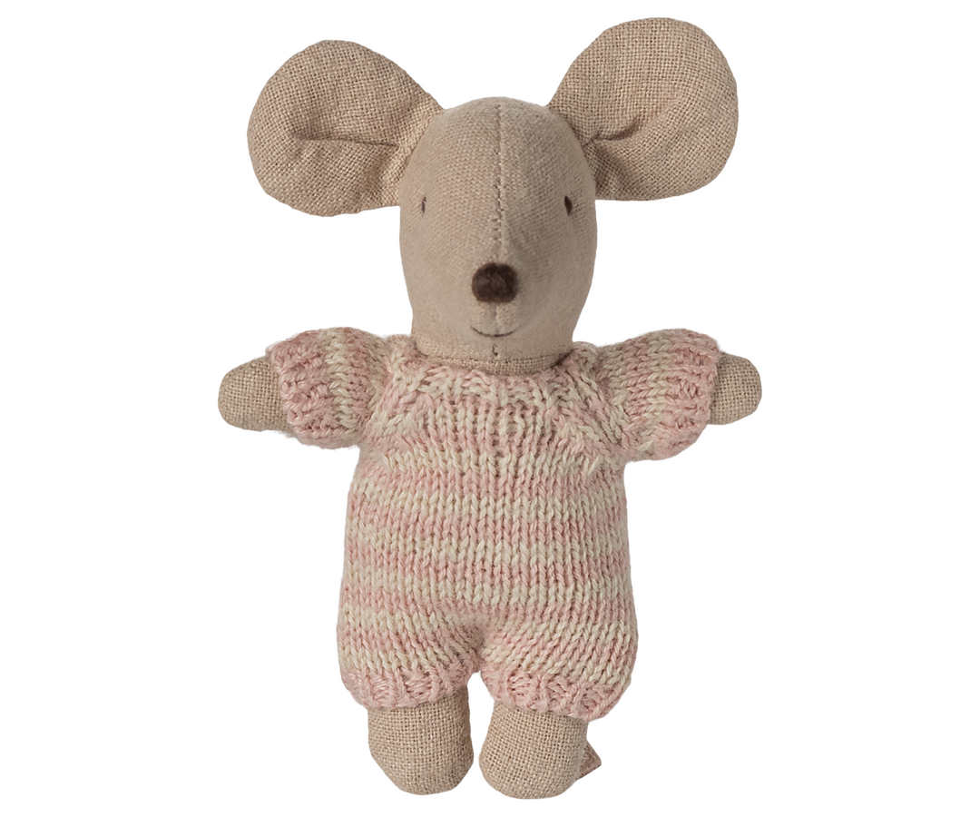 Maileg Baby Mouse in Carry Cot – Rose