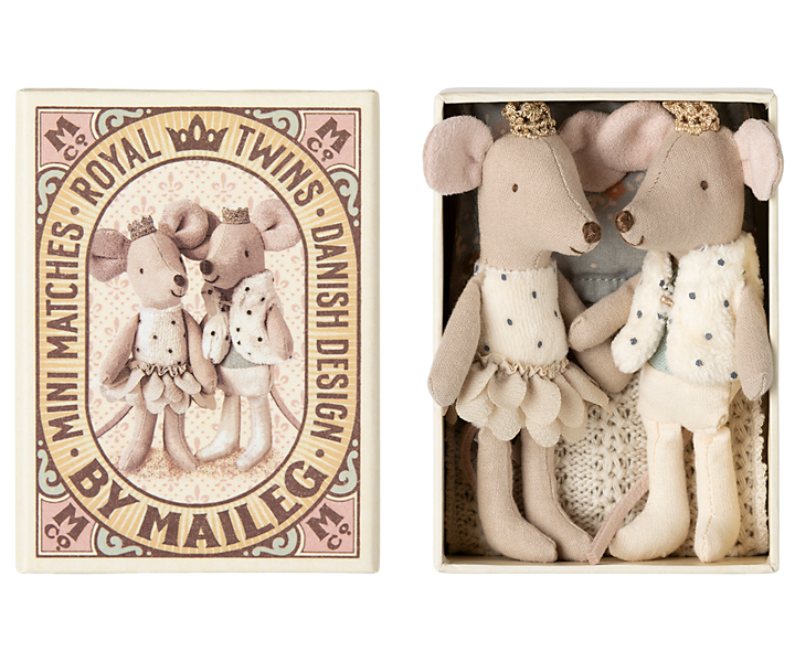 Maileg Royal Twin Mice in Matchbox – Little Sister &amp; Brother