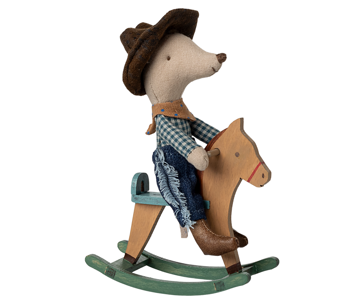 Maileg Cowboy Mouse on Rocking Horse – Little Brother