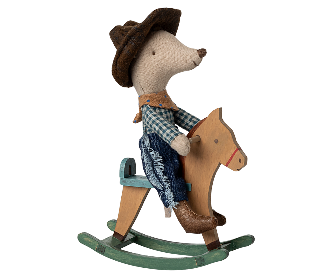 Maileg Cowboy Mouse on Rocking Horse – Little Brother