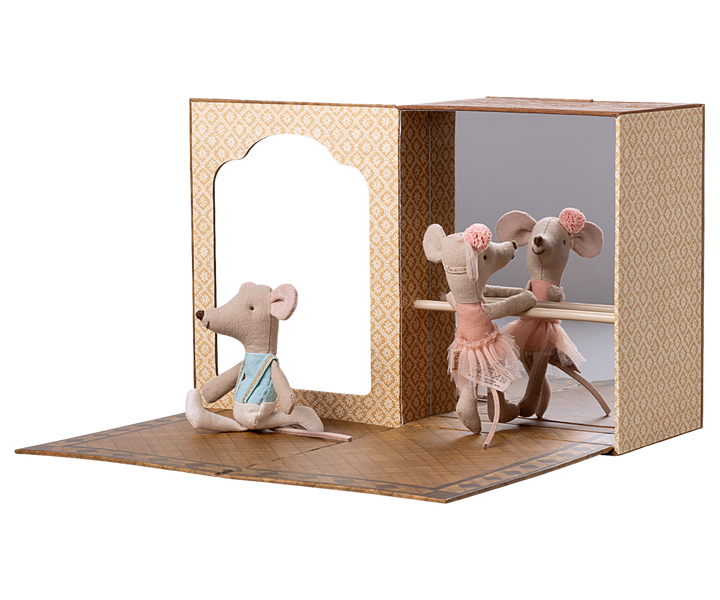 Maileg Ballet Mice in Dance Studio – Little Sister &amp; Brother