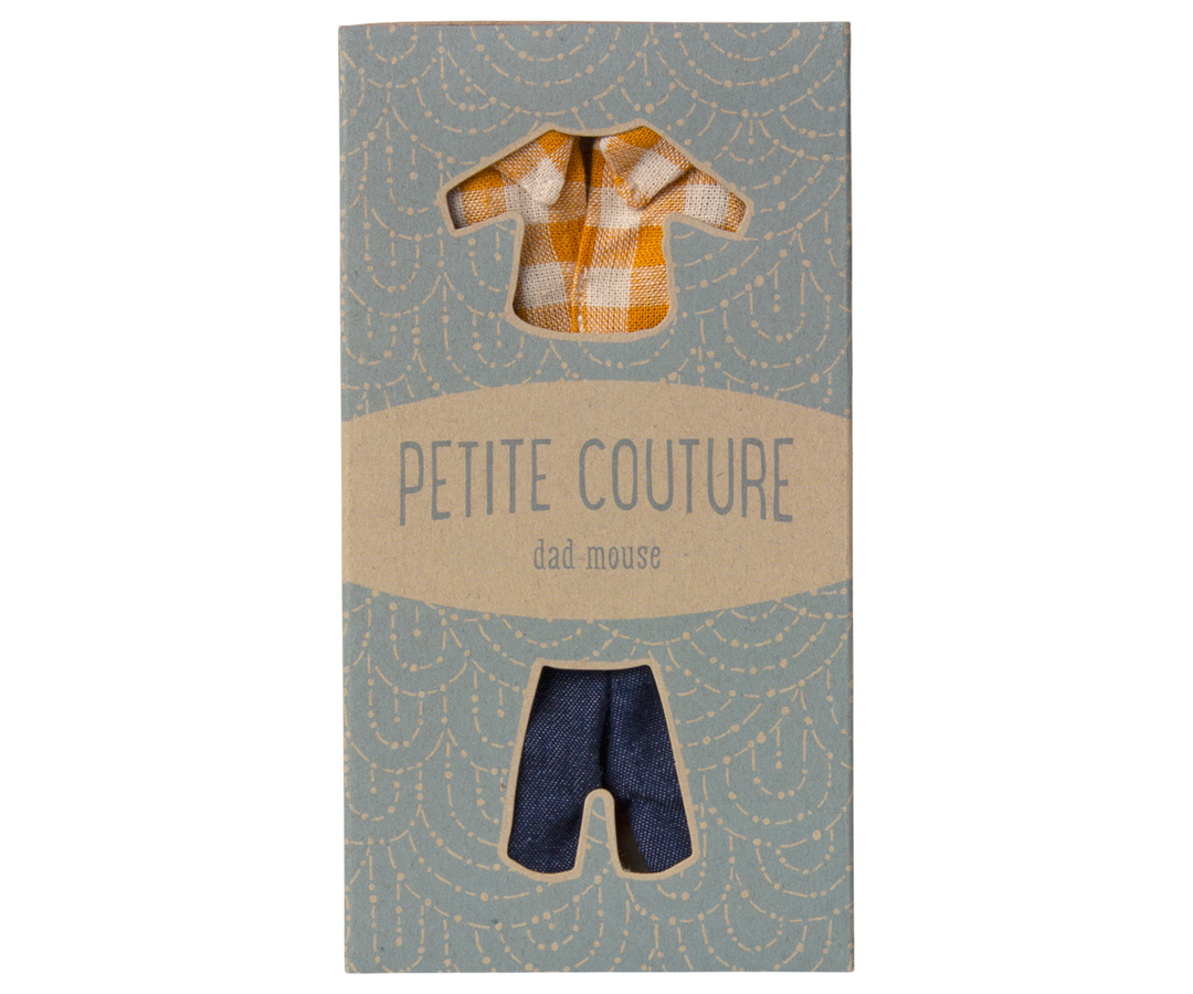 Maileg Mouse Yellow Checked Shirt &amp; Pants – Dad Mouse