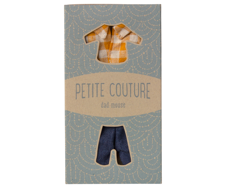Maileg Mouse Yellow Checked Shirt &amp; Pants – Dad Mouse