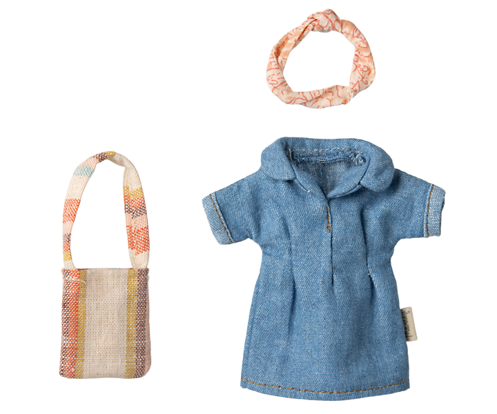 Maileg Mouse Denim Dress with Bag – Mum Mouse