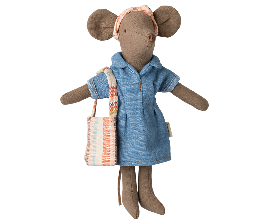 Maileg Mouse Denim Dress with Bag – Mum Mouse