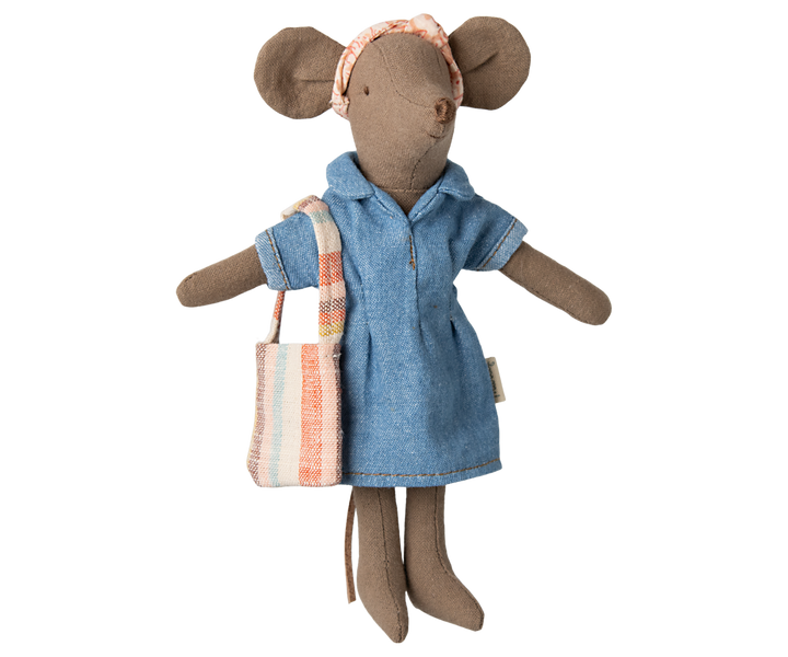 Maileg Mouse Denim Dress with Bag – Mum Mouse