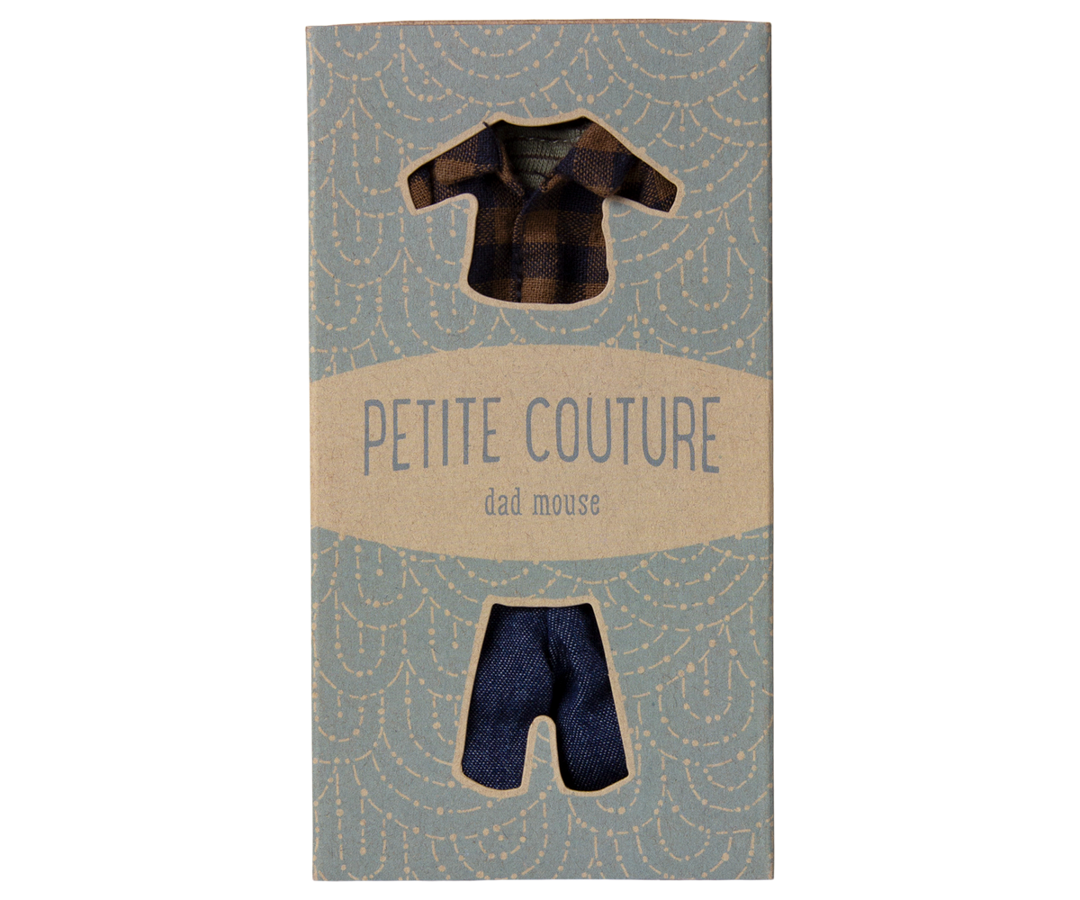 Maileg Brown Checked Shirt & Pants– Dad Mouse