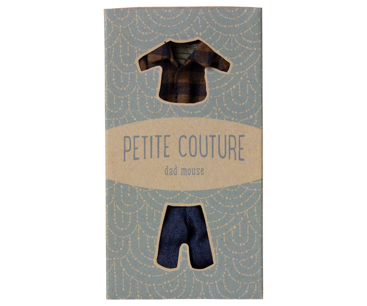 Maileg Brown Checked Shirt &amp; Pants– Dad Mouse