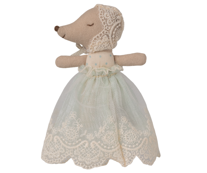 Maileg Baby Mouse in Gown – Mint