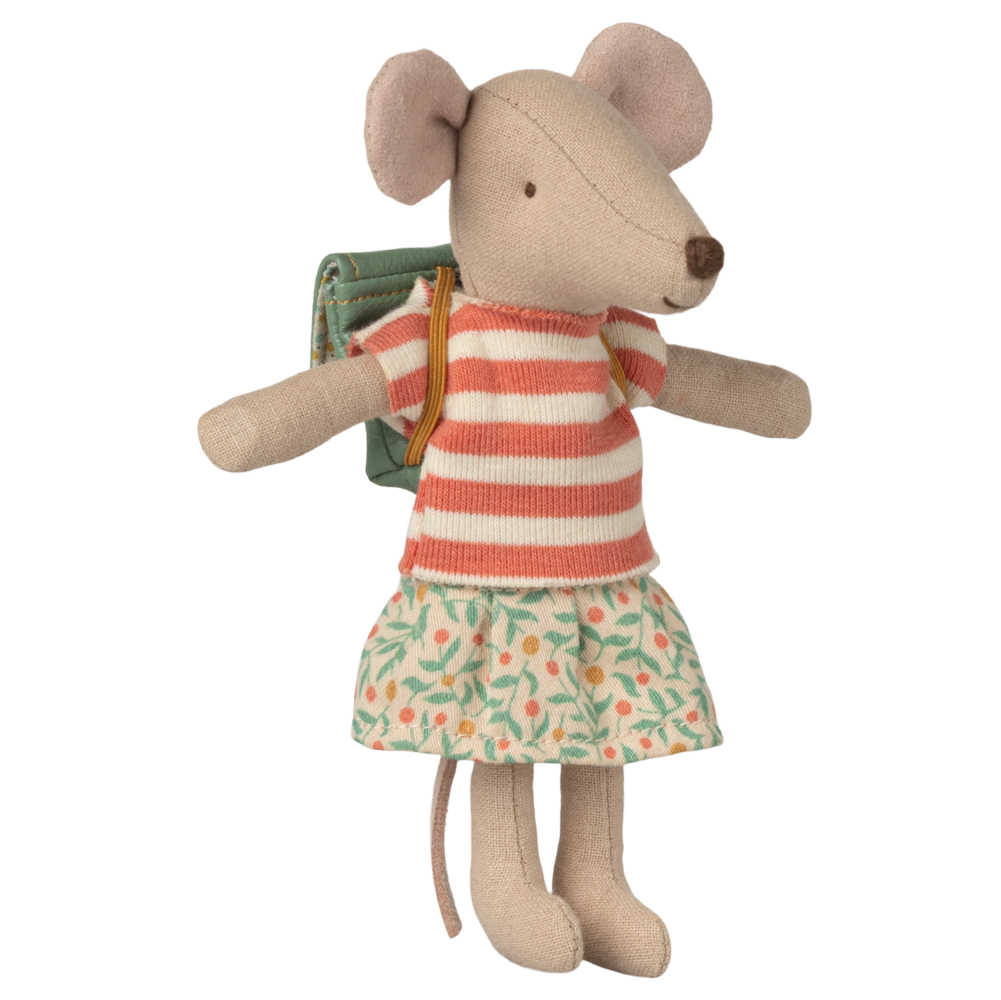 Maileg Tricycle Mouse with Bag – Big Sister (Green)