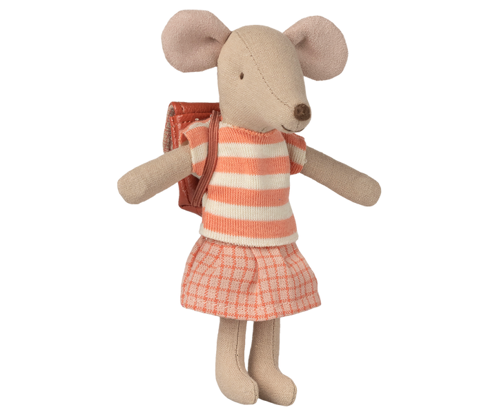 Maileg Mouse Clothes &amp; Bag – Big Sister (Coral)