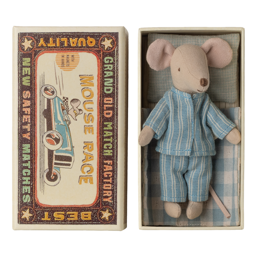 Maileg Mouse in Matchbox – Big Brother (Blue Pyjamas)