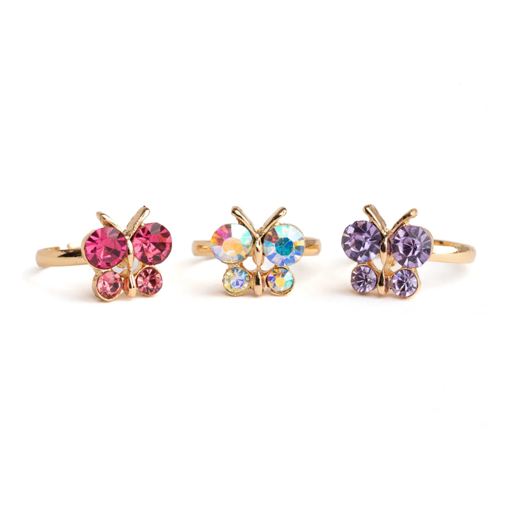 Great Pretenders Boutique Butterfly Gem Ring Set (3 Piece)