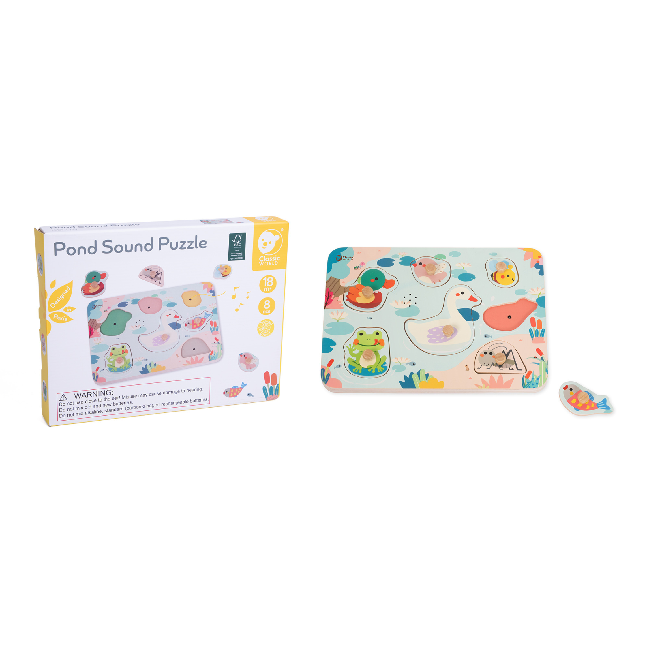Classic World Wooden Peg Sound Puzzle – Pond