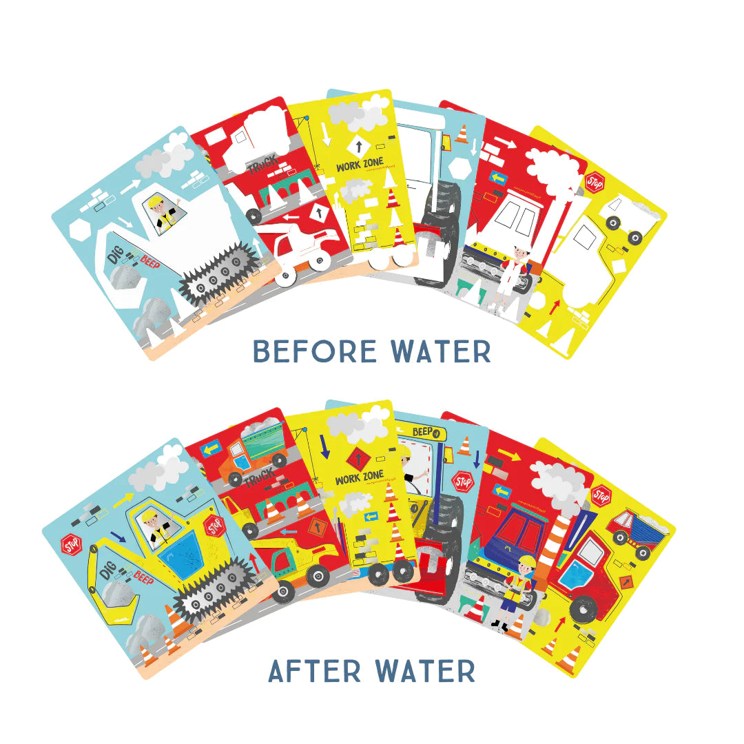 Floss & Rock Magic Colour Changing Water Card Easel & Pen – Construction