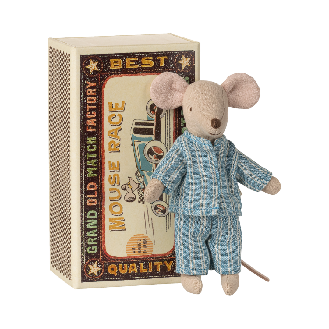 Maileg Mouse in Matchbox – Big Brother (Blue Pyjamas)