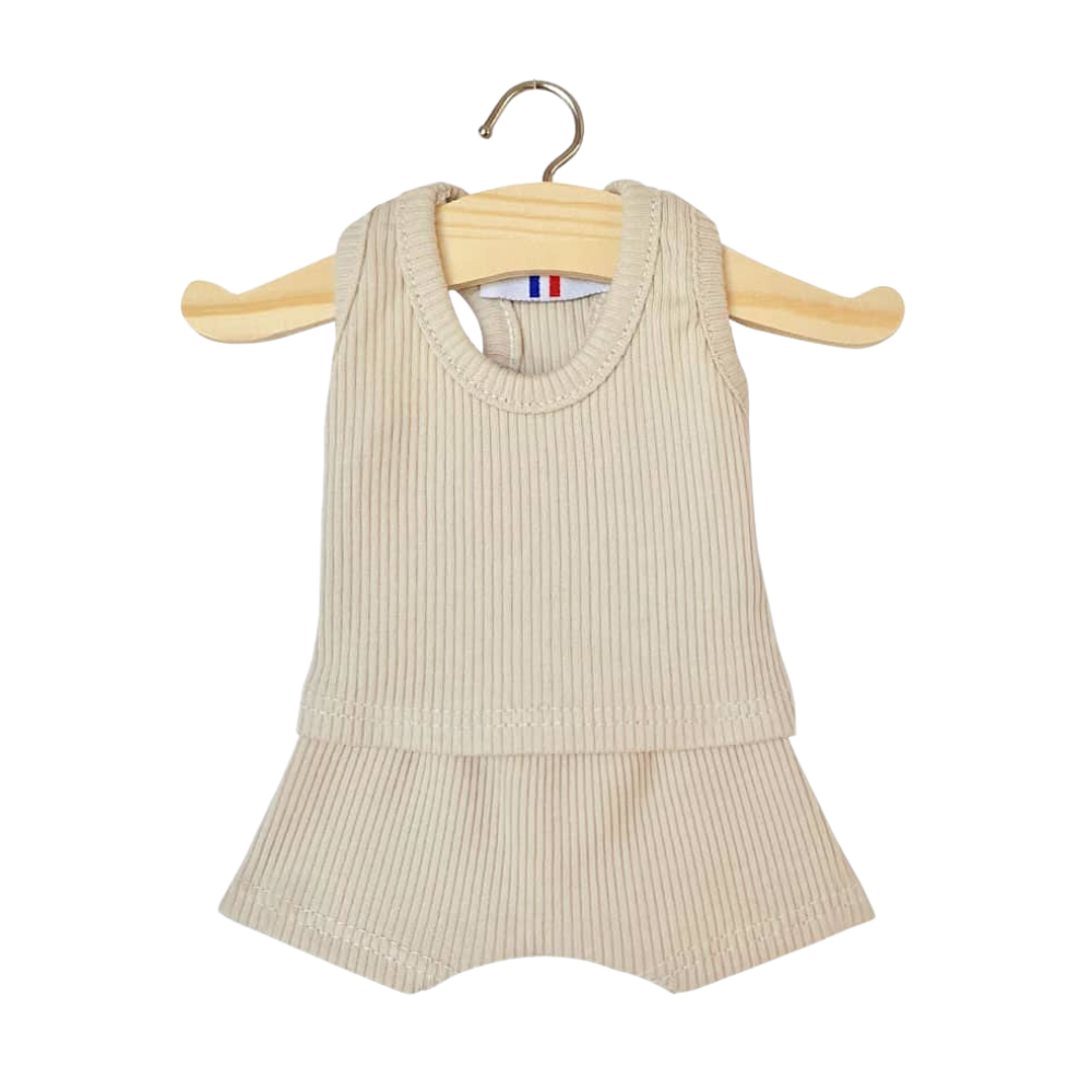 Minikane Baby Doll Little Basics Ribbed Knit Marcel Underwear Set – Sand