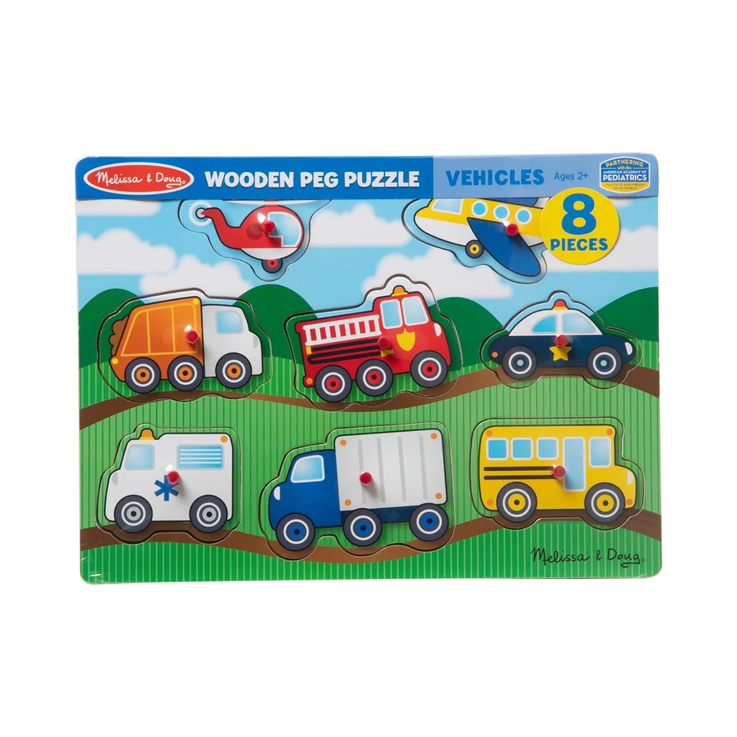 Melissa & Doug Vehicles Peg Puzzle – 8 Pieces