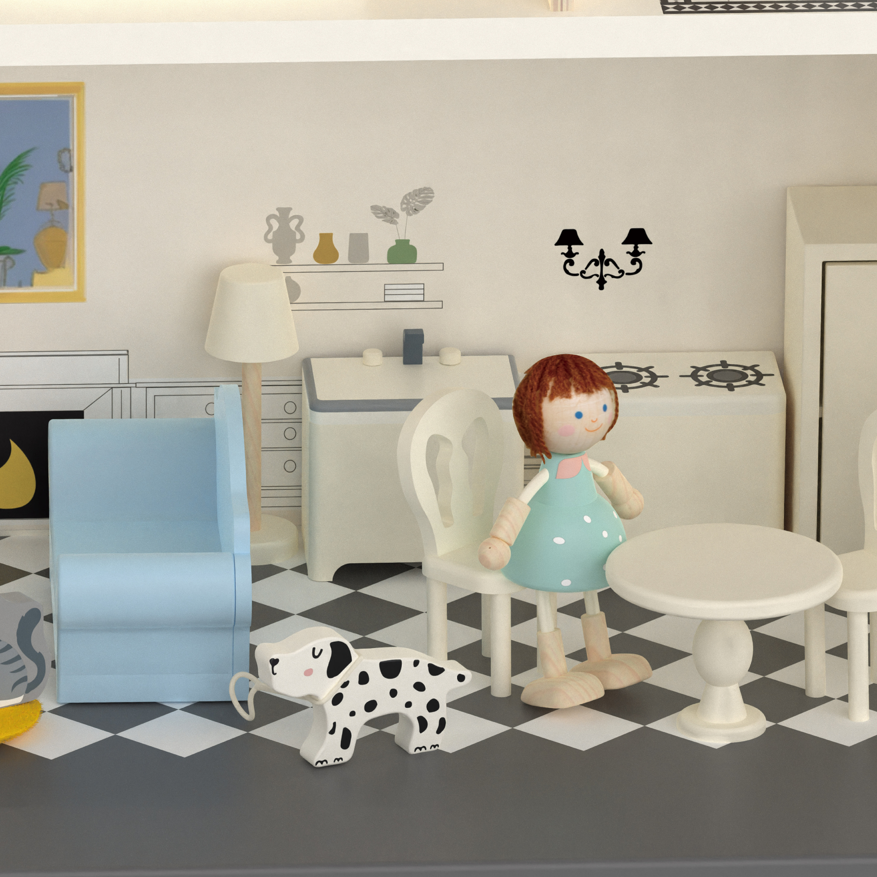 Classic World Vintage Wooden Dollhouse