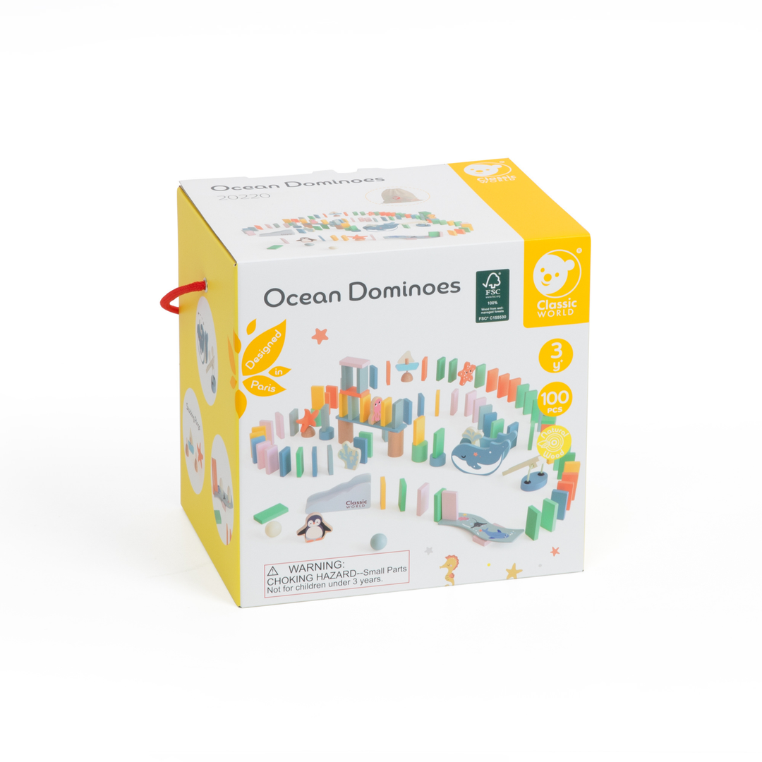 Classic World Wooden Ocean Dominoes in Bag (100 Piece)