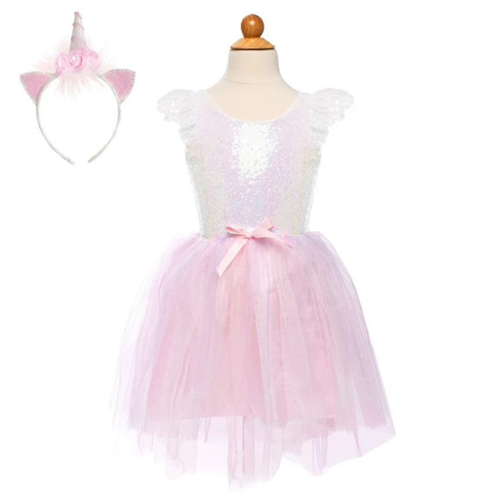 Great Pretenders Dreamy Unicorn Dress with Headband – Iridescent Pink